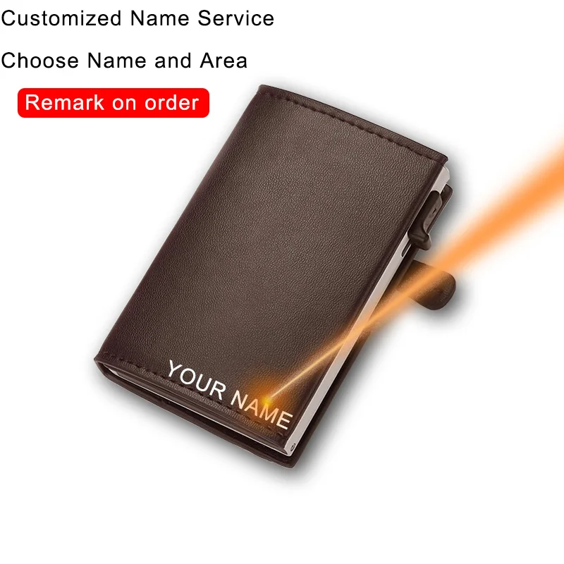 

DIENQI Rfid Card Holder Wallet Men Name Coin Holder Walet Leather Men Wallets Card Holder Photo Male Small Smart Wallet Purse