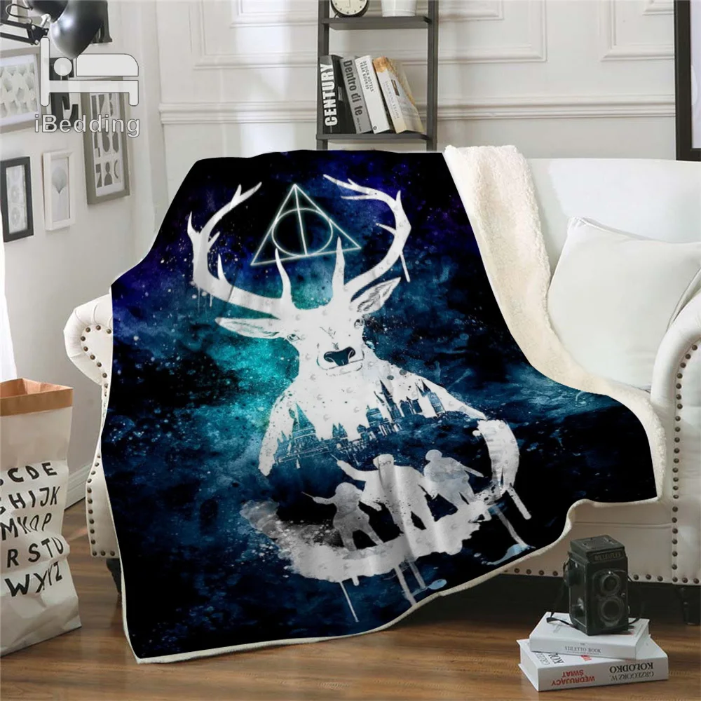 Hot Movie Cartoon Potter Classic Premium Throw Blanket Print on Demand Sherpa Blankets for Sofa Customized DIY Plush Thin Quilt-3