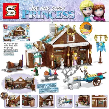 

Christmas Series Lepining Winter Village Scene Holiday City Train Reindeer Friends Building Blocks Santa Claus Figures Toys Gift