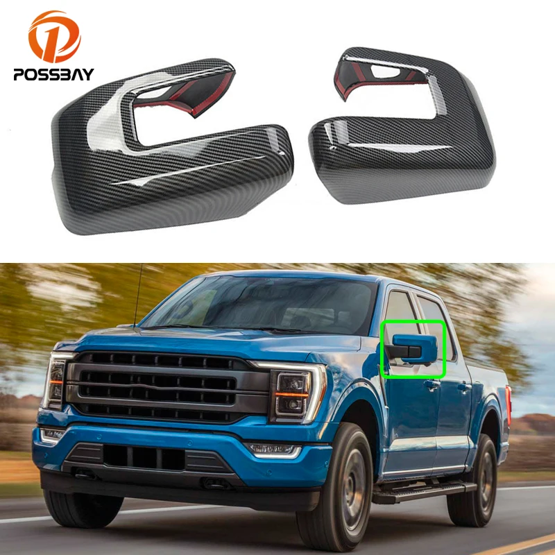 For 2021-2022 Ford F150 Rear View Side Mirror Covers Trim Cap Carbon Fiber Style