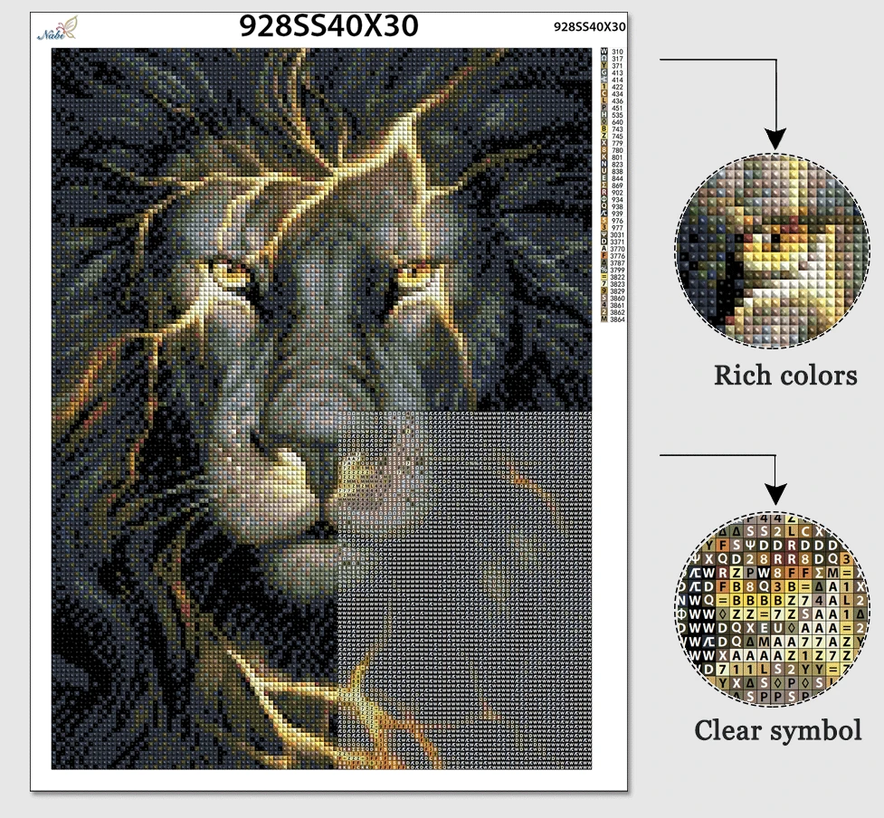 5D Full Square / Round Dill Diamond Embroidery Mosaic Lion Cross Stitch 3D DIY Diamond Painting Animal Craft Kit Home Decoration