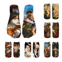 Новые мужские и женские хлопковые носки с 3D принтом Harajuku, носки с древним искусством, визуально прочные носки с принтом маслом, носки унисекс