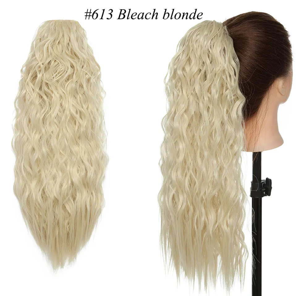 S-noilite кудрявый шнурок клип в конский хвост синтетический афро конский хвост шиньоны пушистый хвост волос для африканских женщин - Цвет: bleach blonde