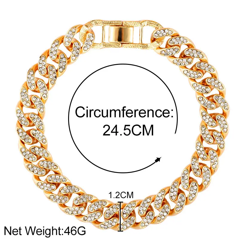 New Fashion Chunky Metal Chain Anklet For Women Men Rhinestone Gold Silver Color Cuban Foot Bracelet Punk Hip Hop Rock Jewelry