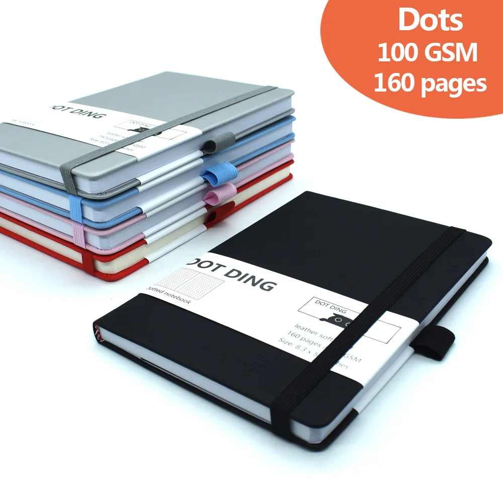 Cuaderno con puntos A5, 100 GSM, A5, cubierta dura de tela, 160 páginas, Agenda planificadora hecha a mano de papel blanco marfil