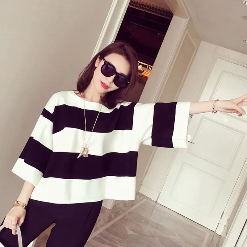 

Women Sweaters 2018 New Harajuku Kawaii Sweaters Cute Sweet Vintage Striped Oversize Knit Pullover Sweaters
