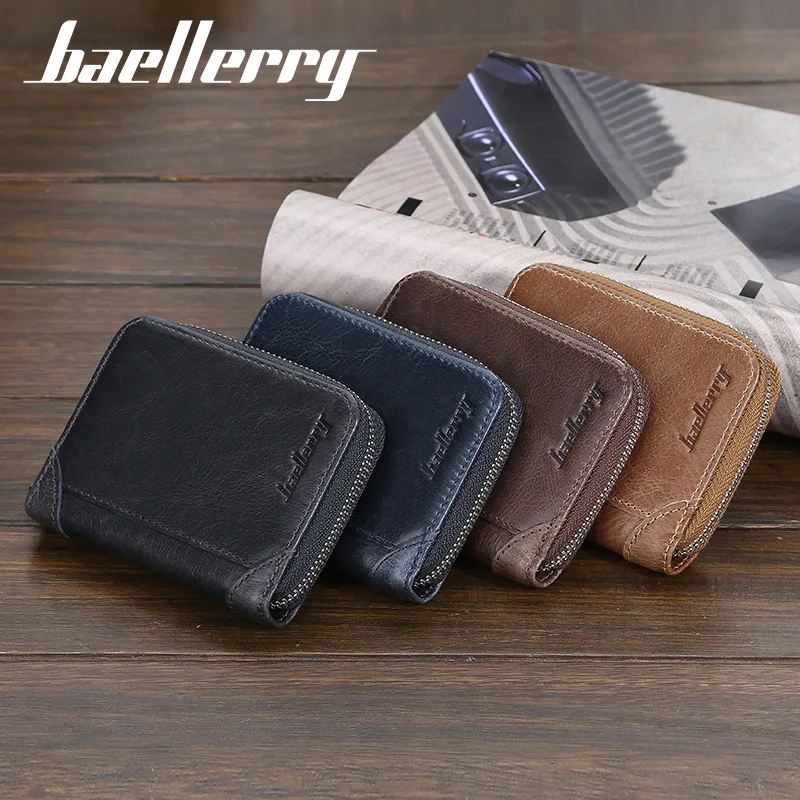 Baellerry, новинка, мужские кошельки для карт, 20 отделений для карт, натуральная коровья кожа, короткий, высокое качество, мужской кошелек, Ретро стиль, держатель для фото, мужские кошельки
