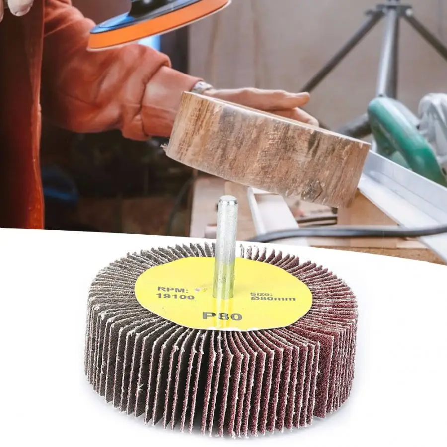 10pcs 80x25mm Grinding Polishing Sandpaper Flap Wheel with 6mm Shank Mandrel