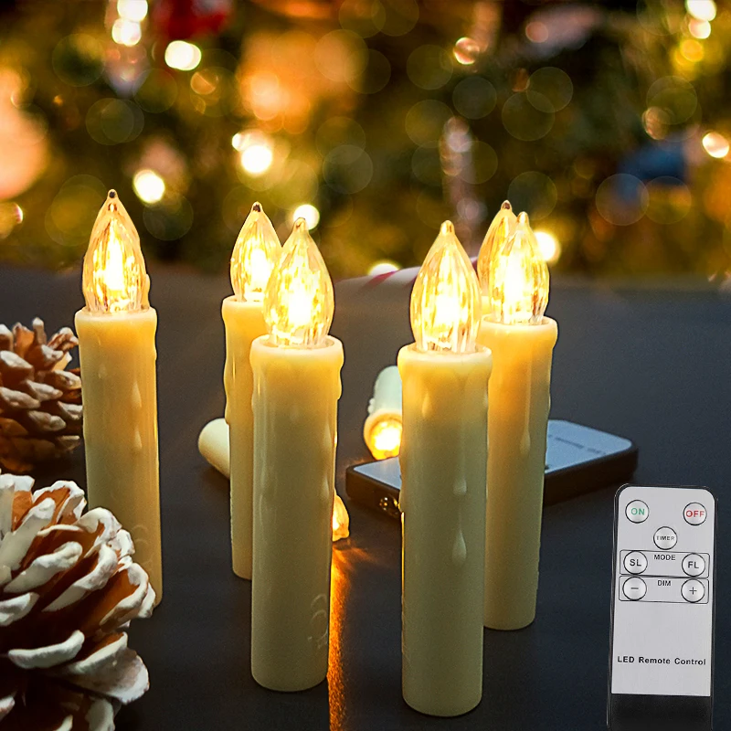 Minuterie électronique LED à distance pour Noël, lampe à bougie à