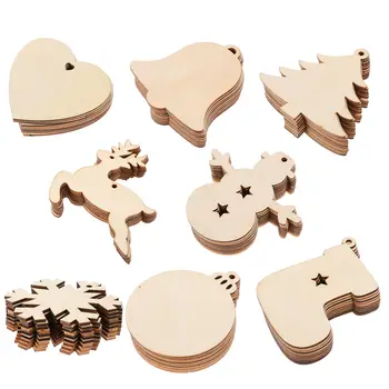 

80pcs Christmas Wooden Hanging Ornaments Decorative Pendants (Random Style)