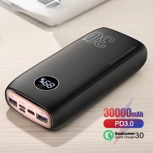 Power Bank 30000mAh USB Type C PD Fast Charging + Quick Charge 3.0 PowerBank 30000 mAh External Battery For Xiaomi iPhone