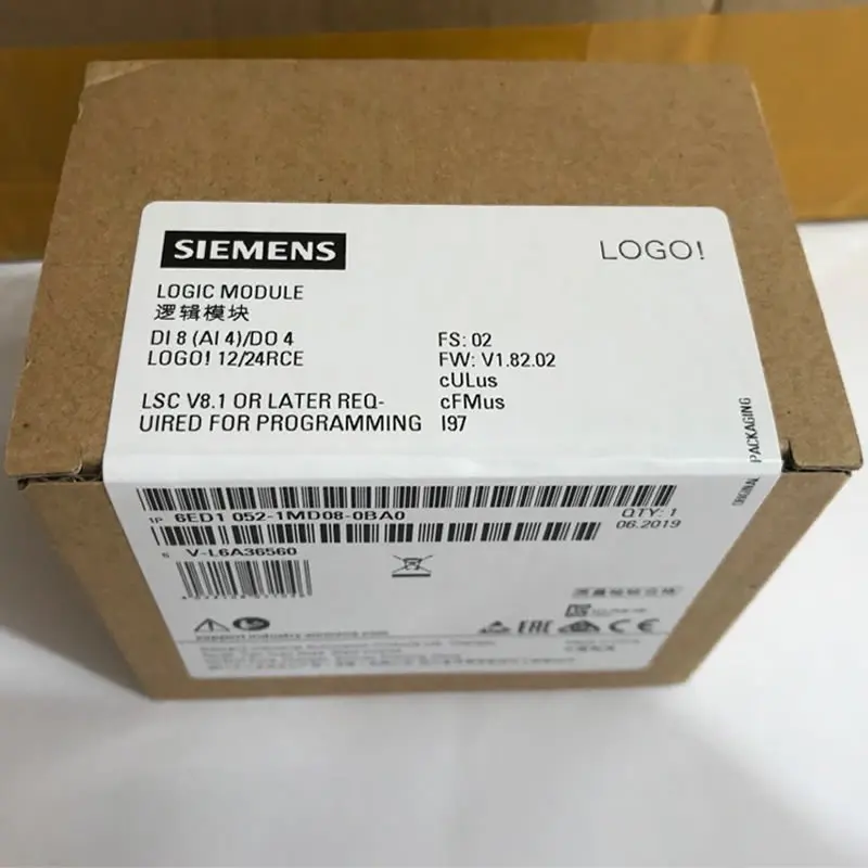 6ED1052-1MD08-0BA0 логотип 12/24RCE не встраеваемых штекеров Дисплей Модуль 12/24V DC/реле 8 DI 4AI 6ED1 052-1MD08-0BA0 ПЛК
