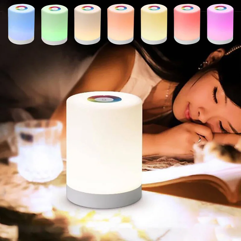 

Rechargeable Smart LED Touch Control Night Light Induction Dimmer Intelligent Bedside Portable Lamp Dimmable RGB