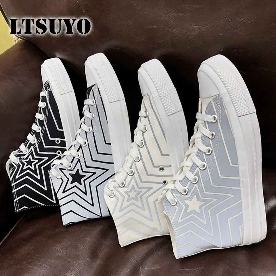 

LTSUYO new men's fashion casual high-top anti-smooth sneakers light and cool walking shoes sports shoes canvas shoes