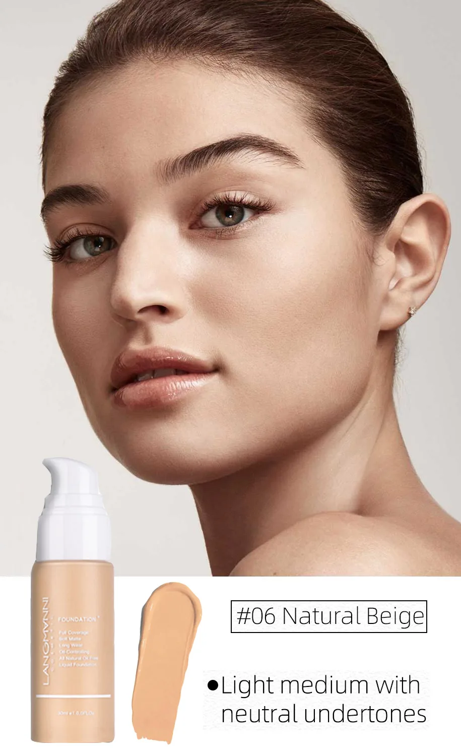 06 Natural Beige 30 мл мягкий матовый Longwear Полное покрытие и тонального крема 2-в-1 жидкости бронза автозагара лосьон мягкий матовый длительного ношения масло Управление - Цвет: 06 Natural Beige