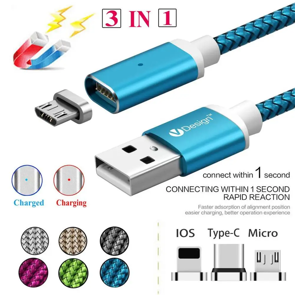 3/6/10ft Магнитный Micro Тип usb-C IOS Зарядное устройство передачи данных кабель для iPhone и Android для samsung Galaxy A3/A5/A7