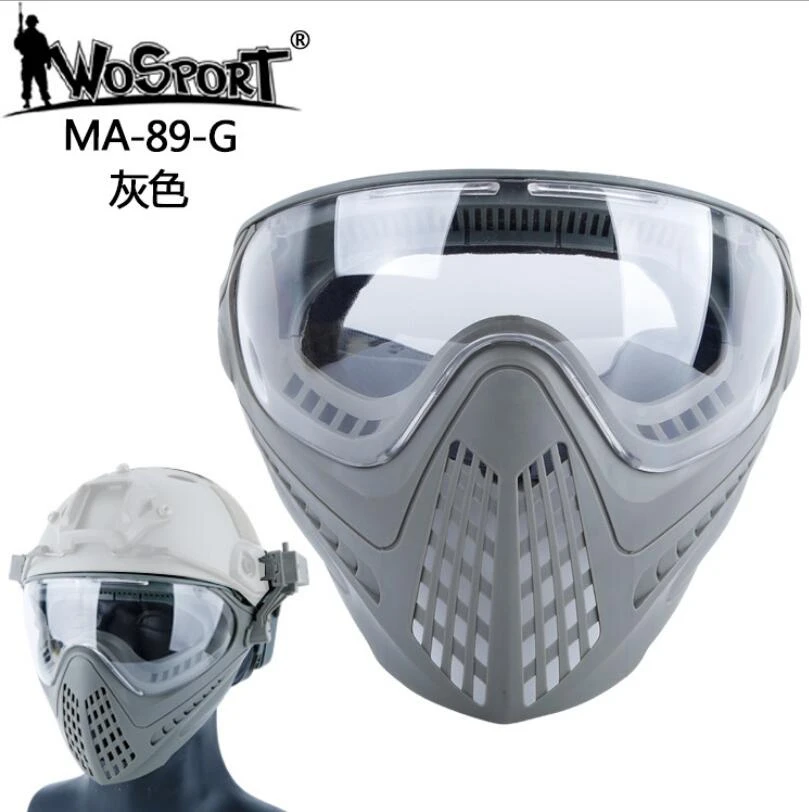 MA-89-G Wosport masqu Airsoft lentes tacticos militar hombre для пейнтбола, для улицы, тактические мужские армейские маски для всего лица с очками MA-89 - Цвет: MA-89-G