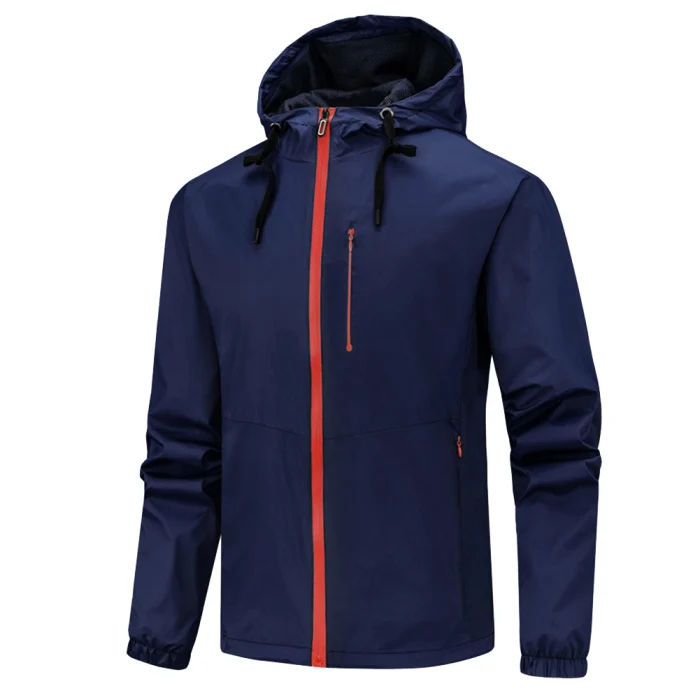 Men Hooded Letter Thin Windbreaker Jacket Youth Slim Large Size Zippered Jacket FK88