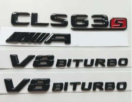 Gloss Black Блестящие черные 3D буквы CLS63s Для AMG V8 BITURBO эмблемы для Mercedes X218 C218 - Цвет: Gloss Black