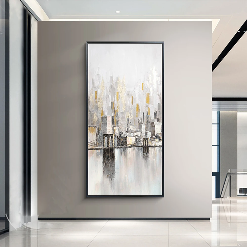 Waliicorners Hand Painted Canvas Paintings Modern Wall Art Picture City Building Abstract Oil Painting 14 Ha7e4fa188cab4b1cbff3096cdf4f8075c