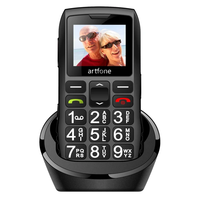 Téléphone portable à gros bouton pour personnes âgées, artfone C1 + Dual  SIM débloqué, batterie 1400mAh,