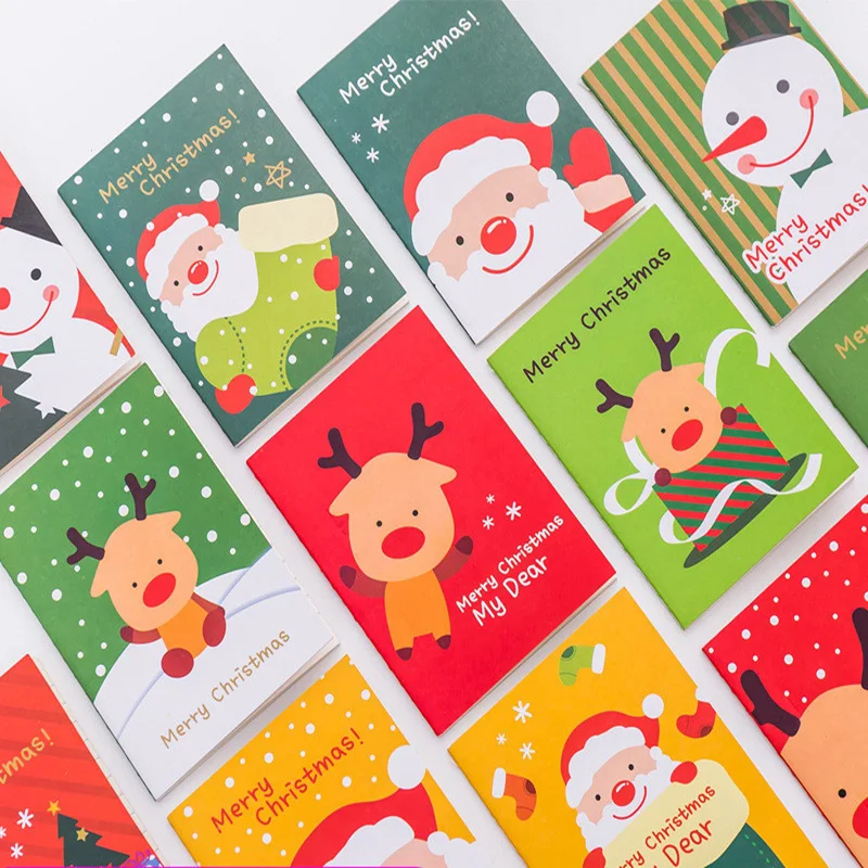 

Mini Cute Christmas Moose Portable Notebook Diary Book Santa Claus Elk Snowman Planner For Kids Students Stationery Gift