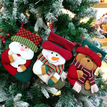 

3PCS Christmas Stockings Ornament Old Man Snowman Christmas Stockings Gift Bag Christmas tree Accessories For Home Indoor D60