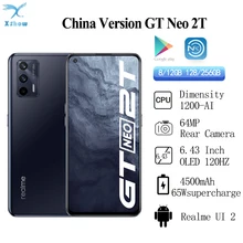 Realme GT Neo 2T Cell Phone Dimensity 1200-AI 5G 65W Super Fast Charger 64MP 6.43" OLED 120Hz Octa Core 4500mAh Dolby Atmos NFC