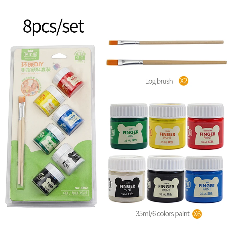 Barbie Bear Creative Finger Pigment 35ML Painting Set 6 Colors Pigment DIY Graffiti Paint Safe Non-toxic Mild Delicate Supplies - Цвет: 8pcs-set