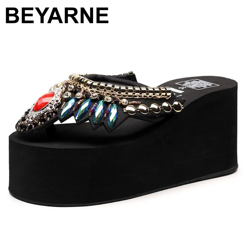 Beyarnewomen Di Vibrazione Di Cadute Di Moda Sandali Delle Donne Di Stile Nazionale Di Estate Del Sandalo Della Piattaforma Di Scarpe Da Donna Peep To