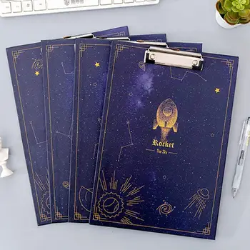 

1PC A4 Starry Sky Clipboard Clip FileFolder Writing Document WordPad Holders Office School Supplies Board Clamp Pad Station A3H1