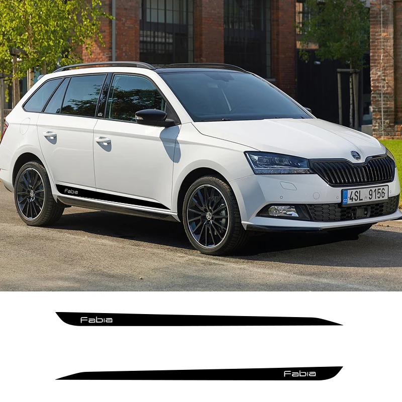 2 PCS Car Vinyl Side Stripes Stickers Auto Graphics Decals For Skoda Fabia