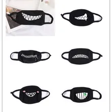 Унисекс, мультяшная маска, забавные зубы, буквы, рот, черный хлопок, половина рта, маска, антибактериальная, пыль, зима, теплая, милая маска