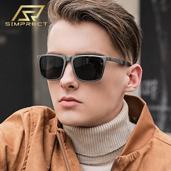 

SIMPRECT Aluminum Magnesium Polarized Sunglasses Men 2020 Square Vintage Sunglasses Driver's Anti-glare Sun Glasses For Men