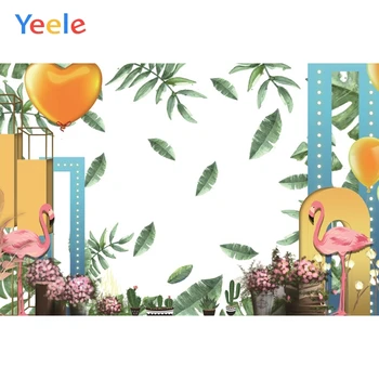 

Vinyl Photography Backdrops Tropical Flamingo Leaf Photographic Backgrounds Cartoon Baby Family Party For Photo Studio
