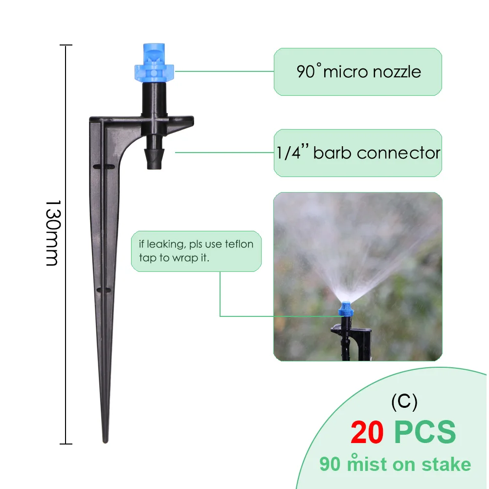 MUCIAKIE 20 шт. 90/180/360 градусов на случай запотевания стекол можно использовать насадки на 10,7 см Кола 1/4 ''Barb орошения сада разбрызгиватель для сельского хозяйства - Цвет: 20pcs blue