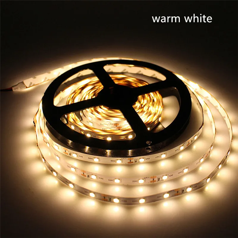 1/5/10M SMD2835 Led Strip RGB Warm White Red Waterproof 60Leds/m DC12V Light Lamp Decoration Flexible Black PCB | Освещение