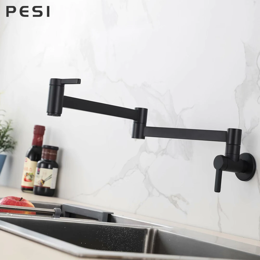 torneira escovada dourada com alavanca única girar para parede dobrada pia banheiro cozinha torneira de rotação torneira única torneira