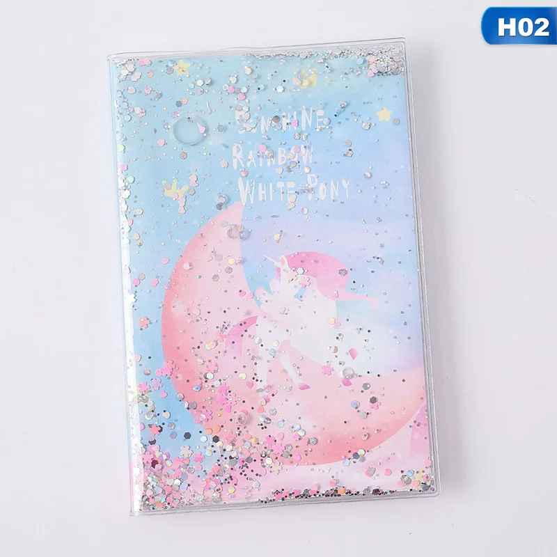 INS Oil-filled Rubber Sleeve Sequin Dreamy Quicksand Notebook Hand-book Students Supply Office Stationery Learning Gift For Girl - Цвет: H02
