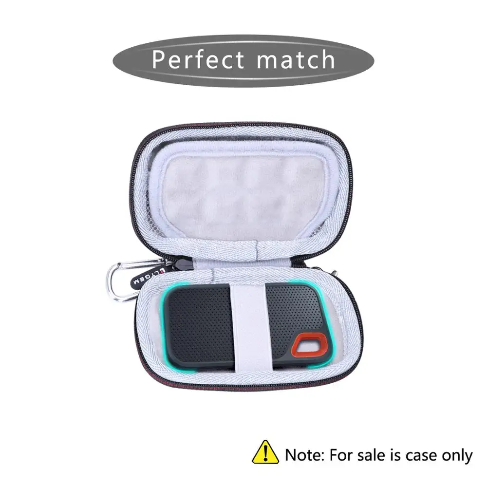 LTGEM Black EVA Hard Case for Sandisk 1TB Extreme Portable External SSD-Up to 550MB/s-USB-C,USB 3.1-SDSSDE60-1T00-G25