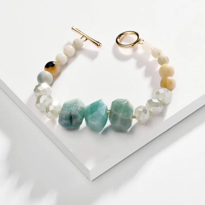 

HUIDANG Fashion jewelry Natural Stone Beaded Bracelet Elastic Stretchable Strand Bracelets for Women