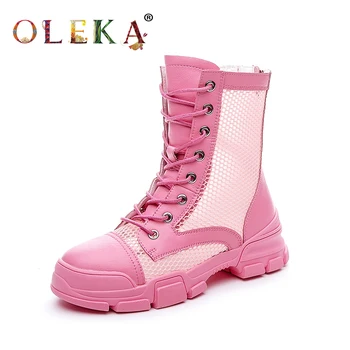 

OLEAK New Shoes Spring/autumn Boots Women comfortable Platform Rome Boots For Women Fashion Style Basic Round Toe Leather 2020