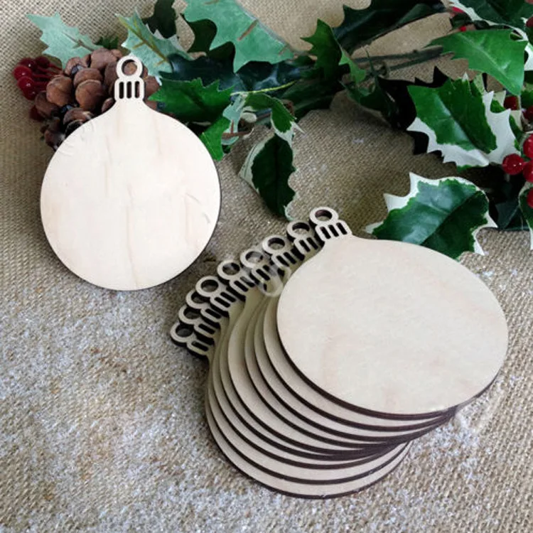 10pcs Wooden Tags Christmas Tree Pendant Drop Ornaments Decorations Art Crafts Home DIY DIY Scrapbooking - Цвет: Lamp