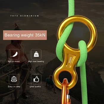 

Rock Climbing Descender 35KN Figure 8 Word Rope Descender Rappel Ring Rappelling Gear Belay Device Lock Buckle Equipement