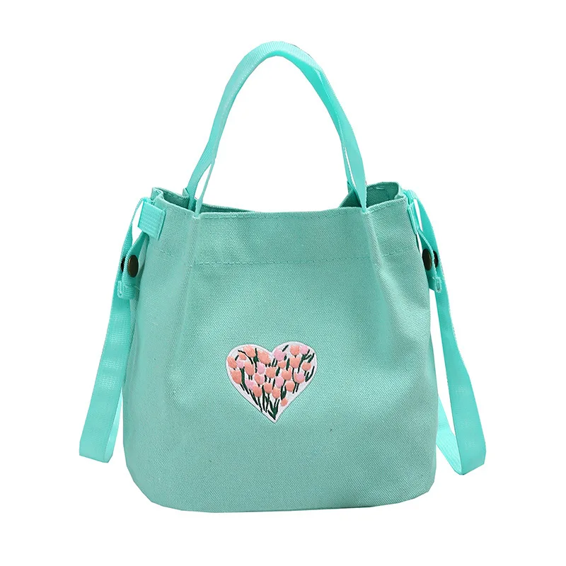 

2017 Summer New Style Literature And Art Versatile Embroidered Hand Crossbody Bag Simple Canvas Trend Bucket Bag Women's