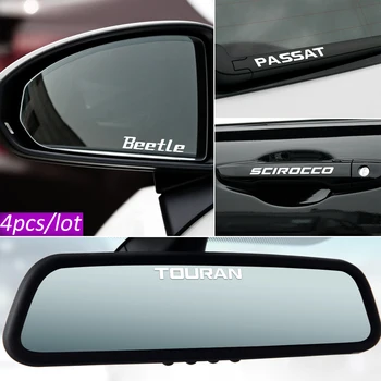 

4Pcs Car Rearview Mirror Stickers And Door Handle Decals For Volkswagen VW Polo golf caddy Passat MK4 Auto Accessories Decor