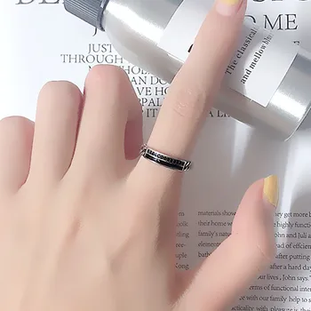 

Bijoux Fashion Real Silver Color Black Rings for Women Boho Adjustable Antique Rings Anillos