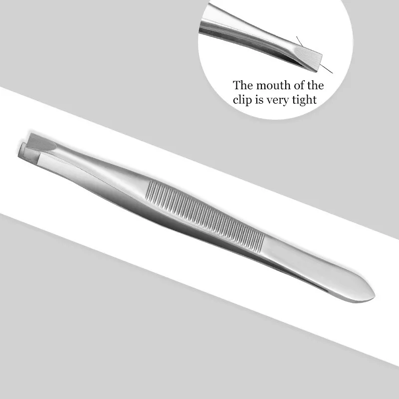 Eyebrow Tweezer Clip for Trimming Face Hair Removal Tools Stainless Steel Slant Tip Flat Tip