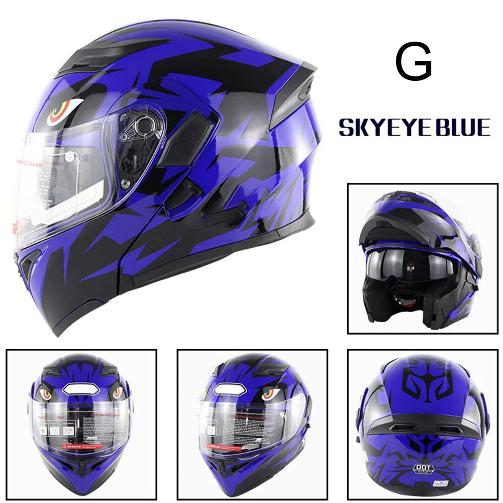 1pc Motorbike Helmet Full-Face Cover Dual Visor for Racing Safe Accessories C66 - Цвет: Прозрачный