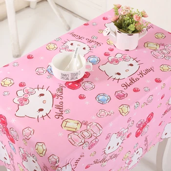 

Cartoon children's tablecloth linen cute pink Hello Kitty kindergarten cloth washable desk cover round tablecloth table cover
